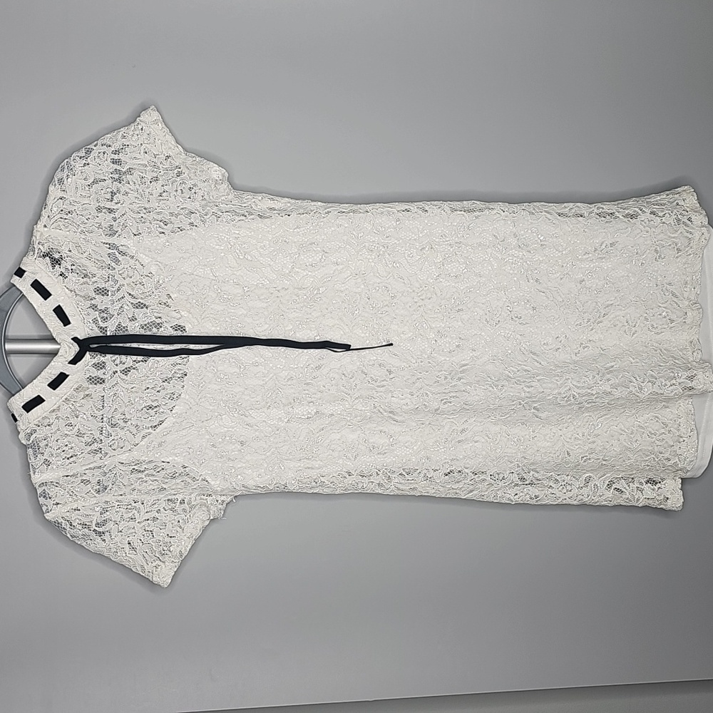 White Sheath Mini Dress with Mock Neck